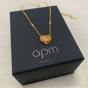 Women's APM Monaco Gold-Tone Multi-Stone Heart Pendant Necklace